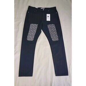 Calvin Klein Jeans Mens 32x30 Slim Black Patch Floral Mid Rise Stretch City NEW